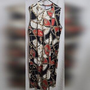 Womens Plus Chain & Lock Print Dress  Sleeveless Stretch Size 3X (18-20)